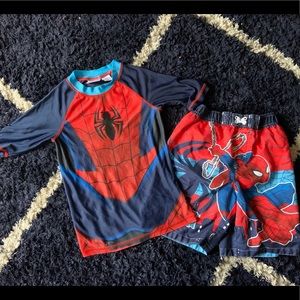 Spider-Man swim trunks and swim shirt